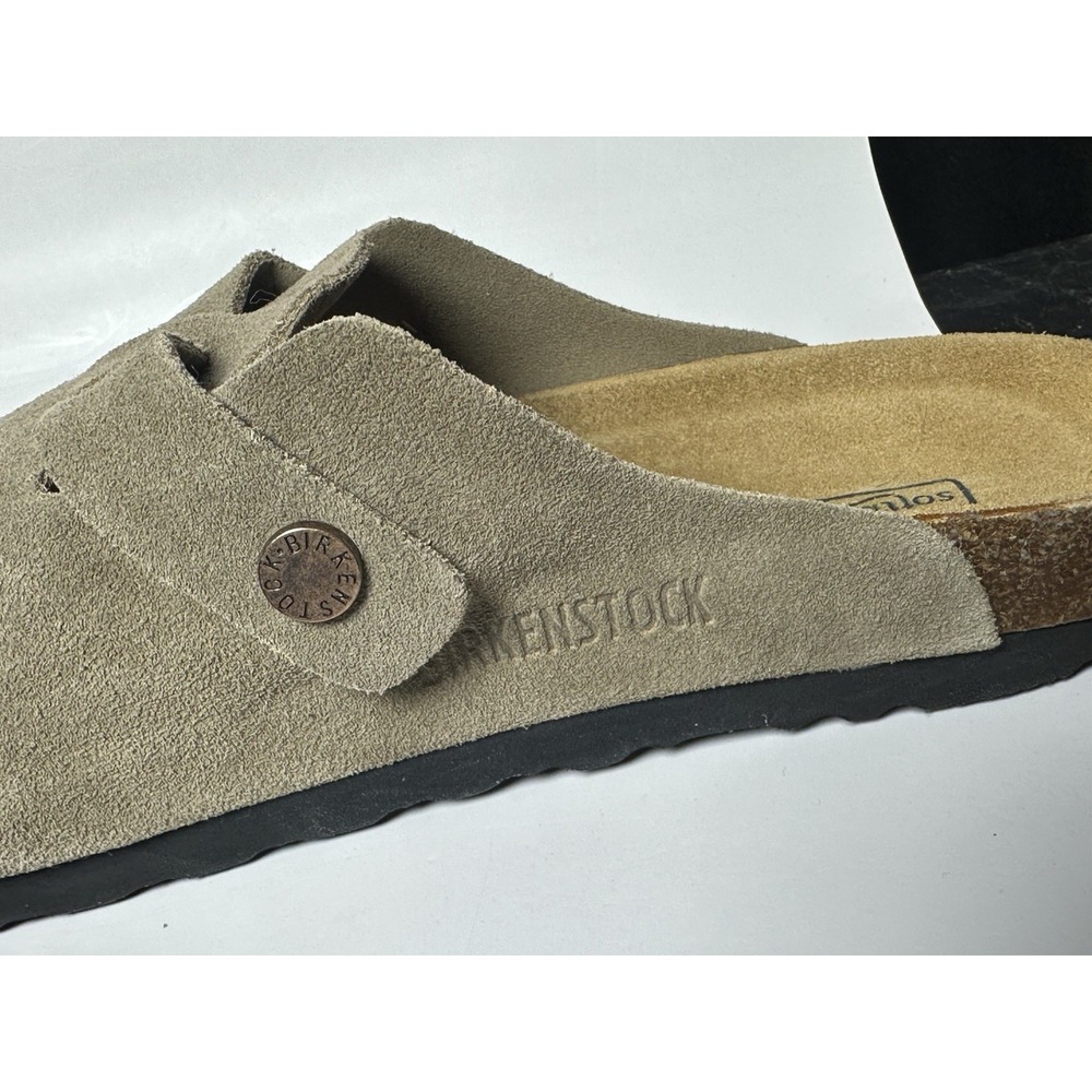 Birkenstock Boston Taupe Suede Leather Soft Footbed Clog 39 Ladies 8 Mens 6 - Picture 2 of 10